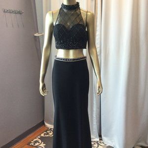 Size 6 black beaded two piece formal/prom gown